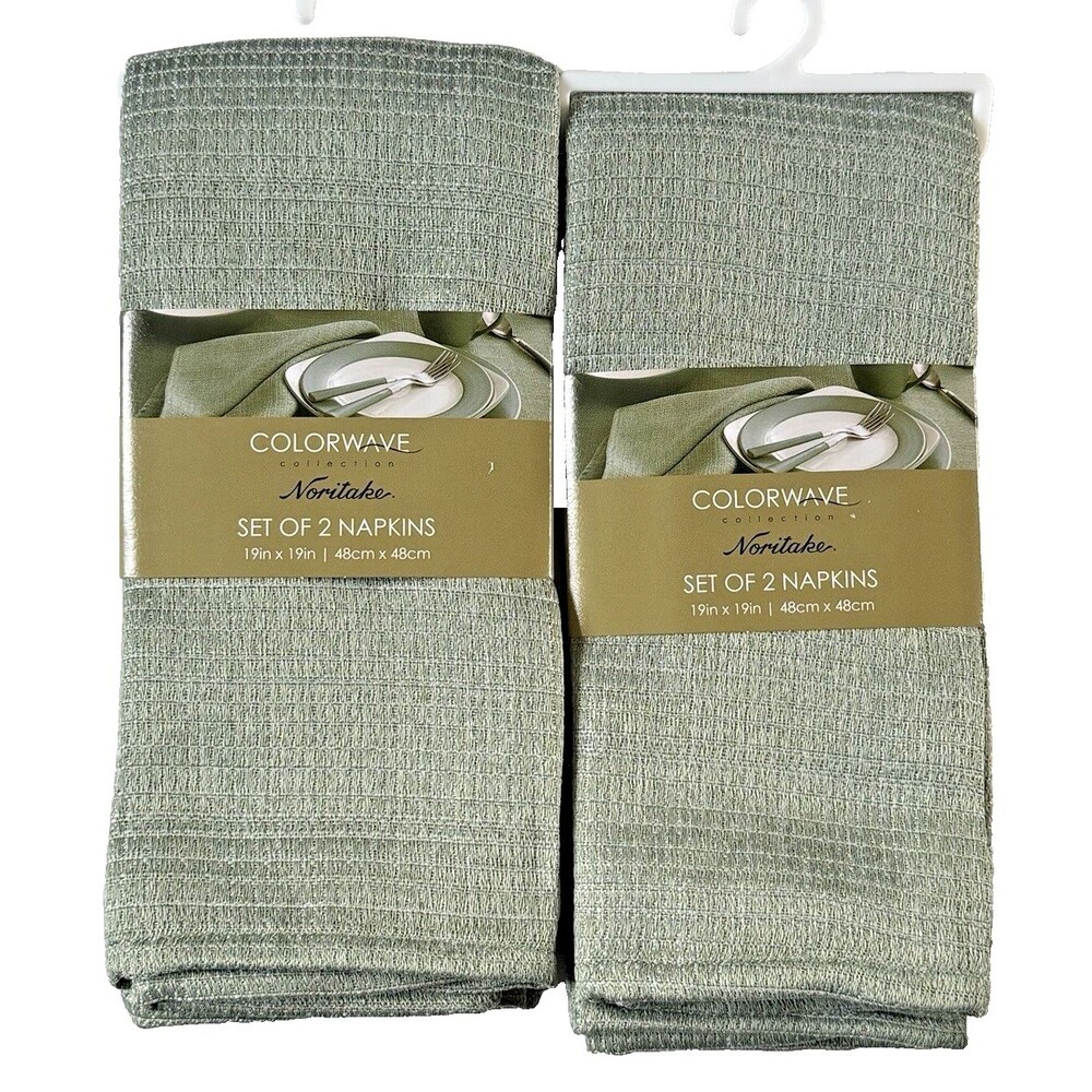 Noritake Colorwave Fabric Napkins Green 19x19 Inch Set of 4 Machine Wash